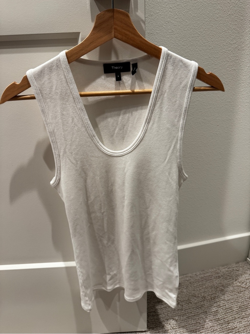 Theory Scoop-Neck Pima Cotton Tank Top White S